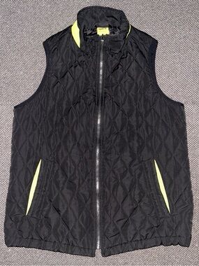 Vintage Spirit Airlines Black Quilted vest with Yellow Trim